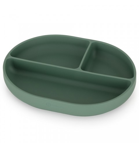 Petite& Mars Take&Match - silikonowy talerzyk z przegródkami owalny  6m+ | Misty Green